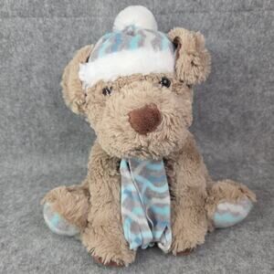 Gentle Treasures Dog Plush Joel Tan Puppy 12 Inch Stuffed Animal Toy Hat Scarf